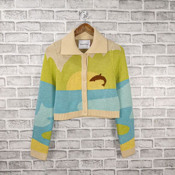 HOUSE OF SUNNY Women's Soul Surfer Cardigan dolphin multi color sz 4 NWT - Picture 12 of 12